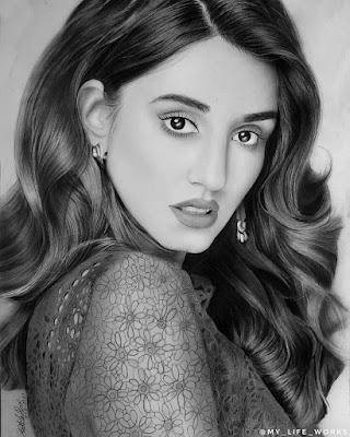 Realistic Pencil drawing of Disha Patani