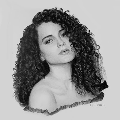 Realistic Pencil Drawing of Kangana Ranaut