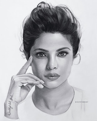 Realistic Pencil Drawing of Priyanka Chopra