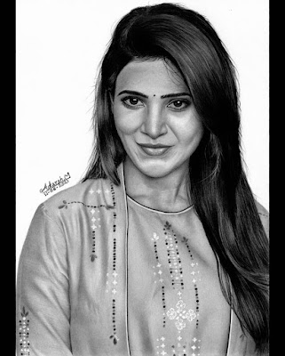 Realistic pencil drawing of Samantha
