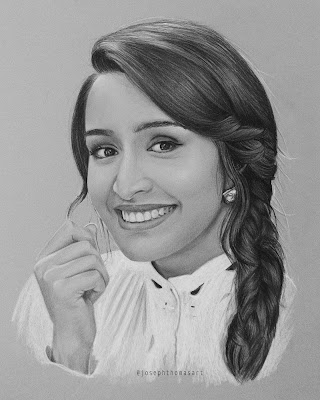 Realistic pencil drawing of Shraddha Kapoor