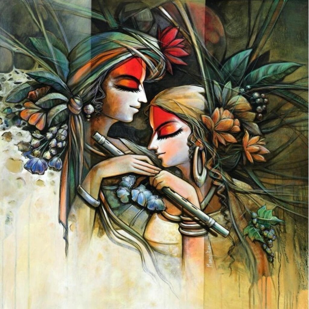 Krishna flute painting artwork