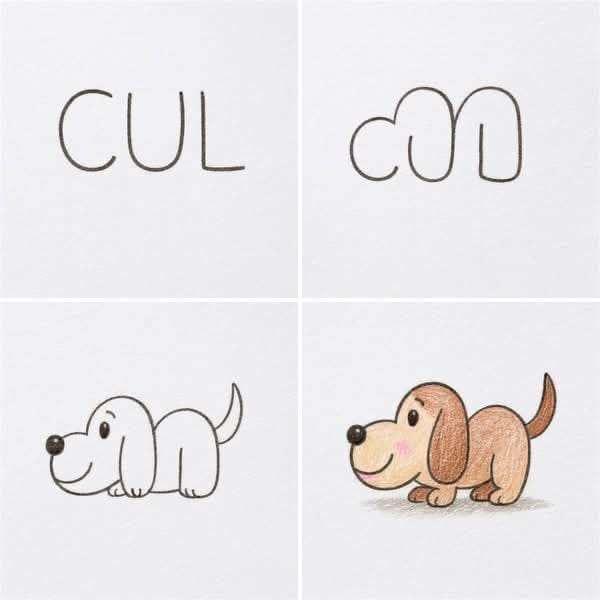 Easy dog drawing step by step tutorial