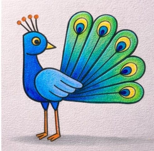 Easy Peacock Drawing
