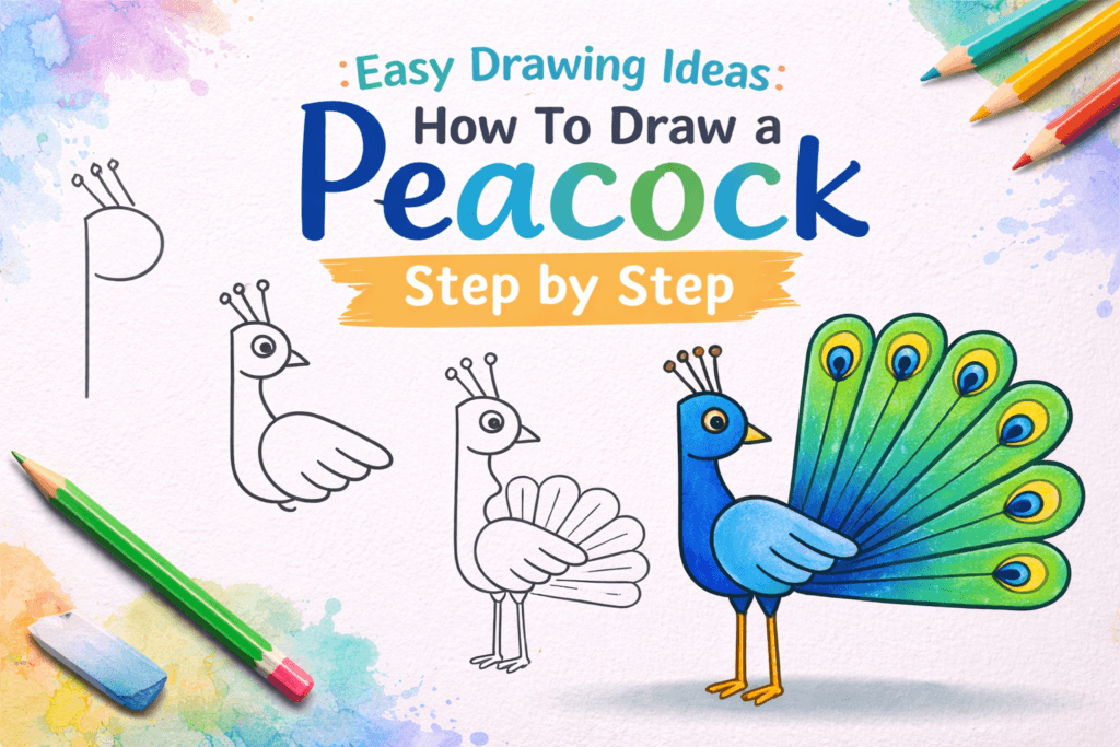 How to Draw a Peacock Step by step Tutorial