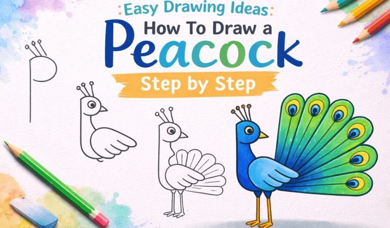 Easy Drawing Ideas: How to Draw a Peacock in 6 Simple Steps