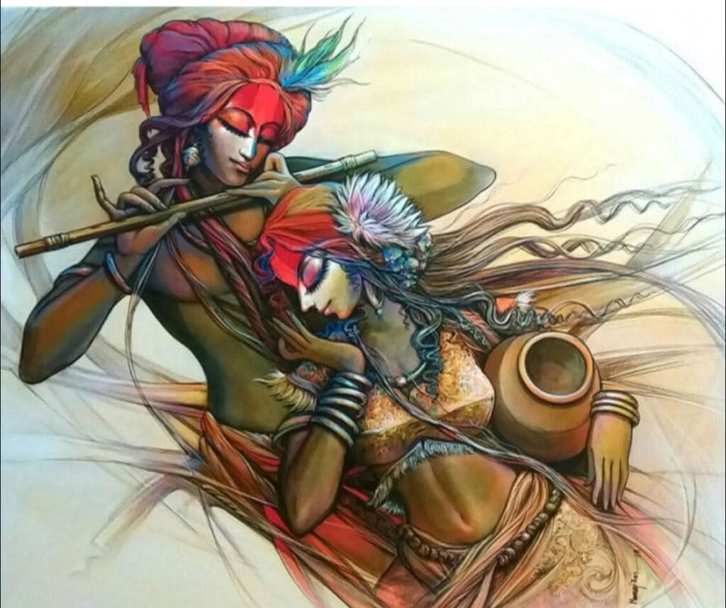Modern Radha Krishna painting India