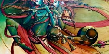 Radha Krishna Drawing by Manoj Das