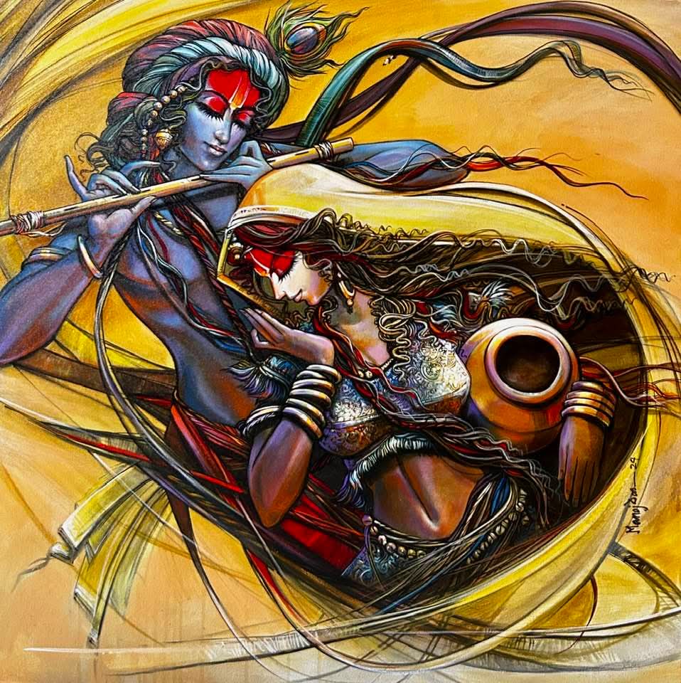 Radha Krishna painting by Manoj Das