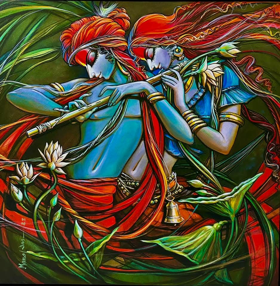 Krishna flute painting artwork