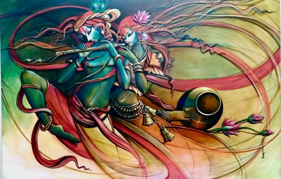 Modern Radha Krishna painting India