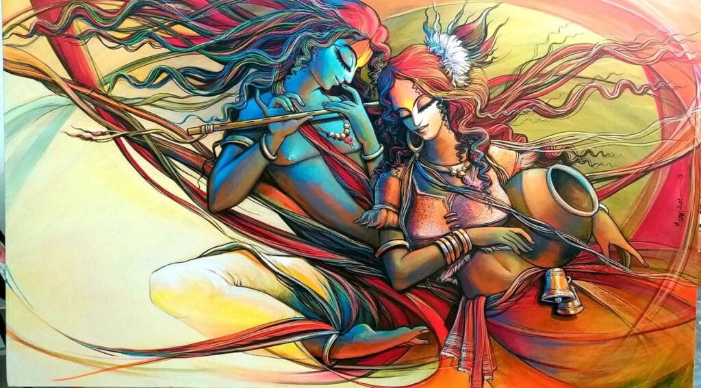 Modern Radha Krishna painting India