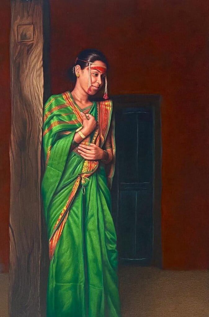 Hyper realistic pencil drawing of Indian woman