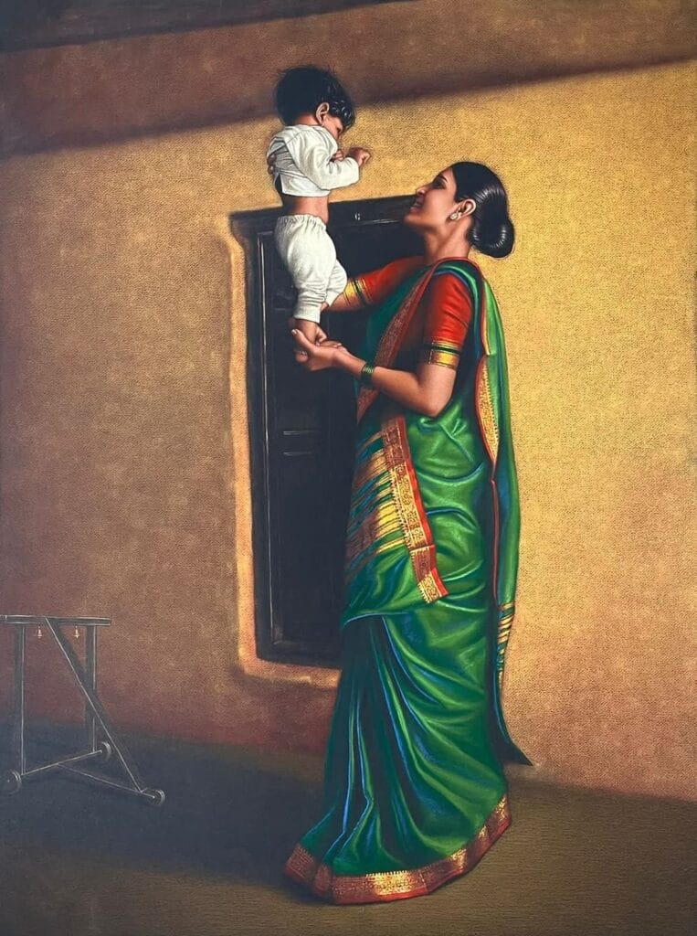 Hyper realistic pencil drawing of Indian woman