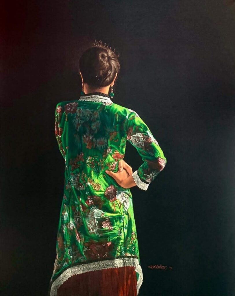 Hyper realistic pencil drawing of woman