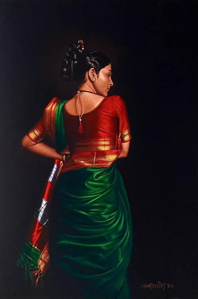 Hyper realistic pencil portrait of woman