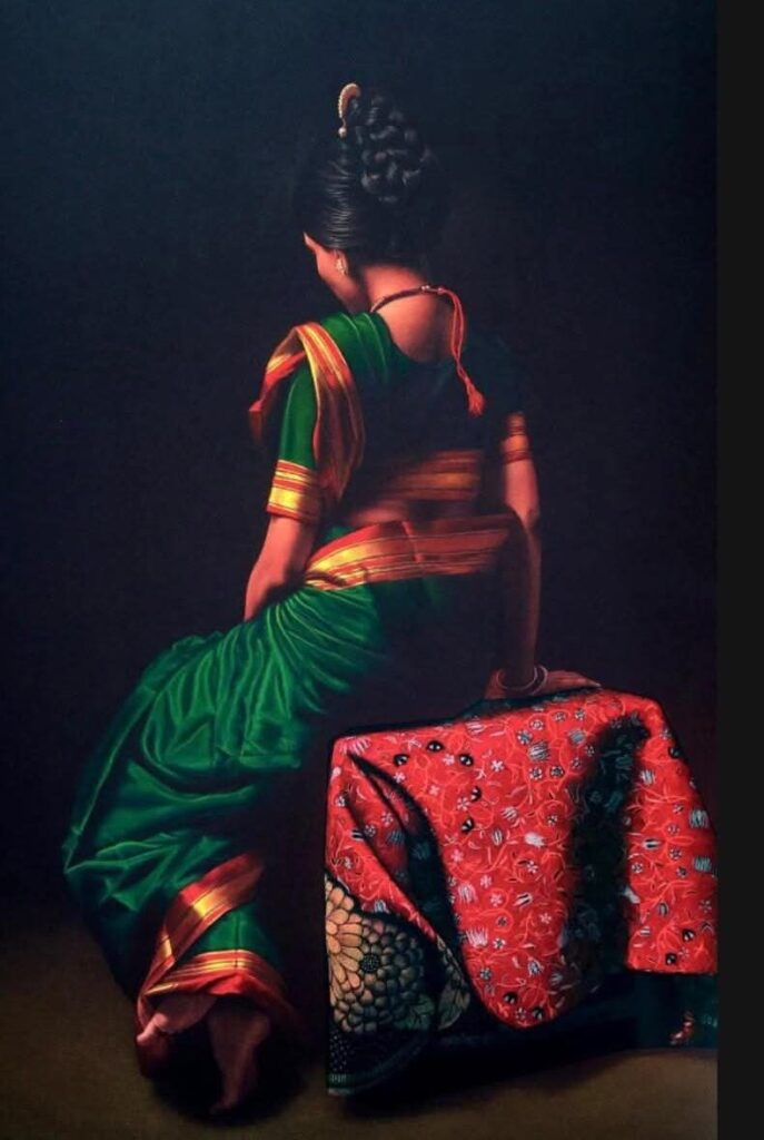 Hyper realistic pencil drawing of Indian woman