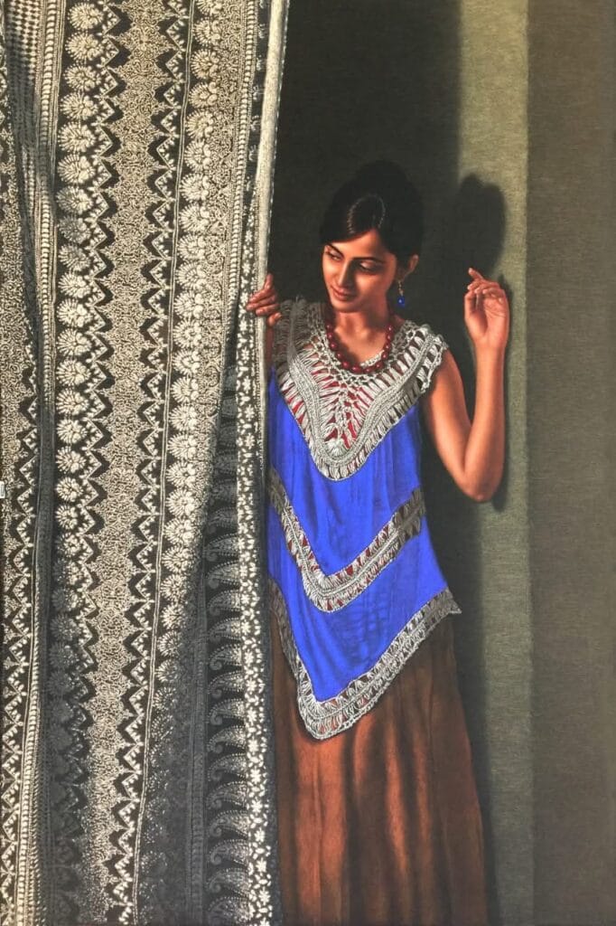 Hyper realistic pencil drawing of Indian woman