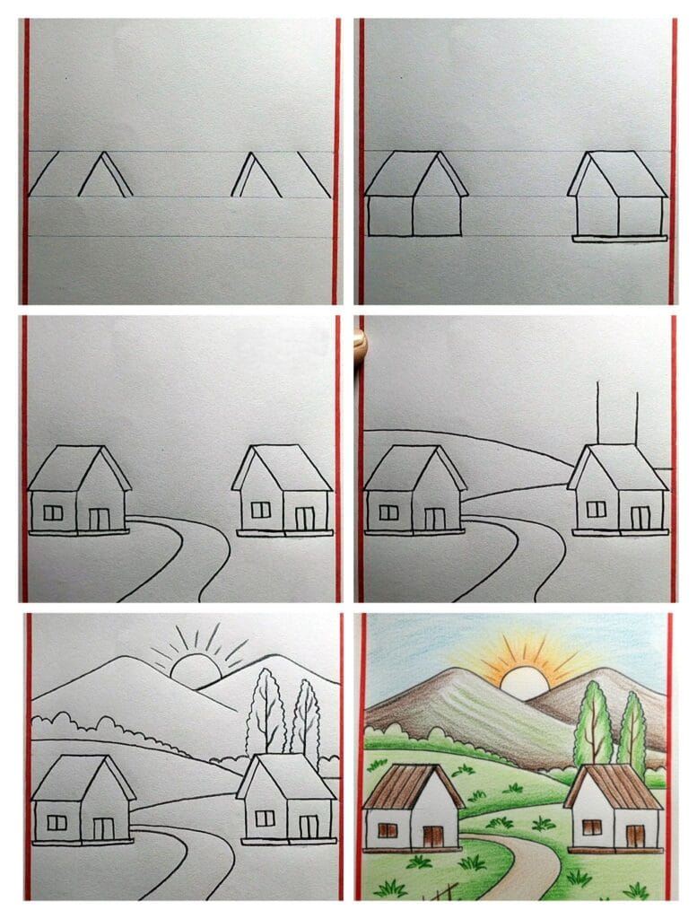 Easy Scenery Drawing Step by Step