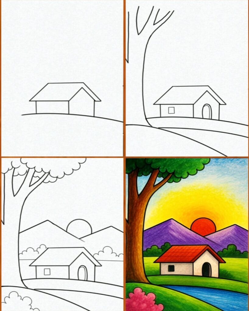 Easy Scenery Drawing for Beginners