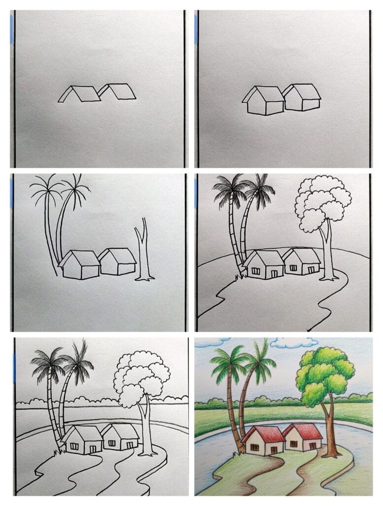 Easy Scenery Drawing Step by Step