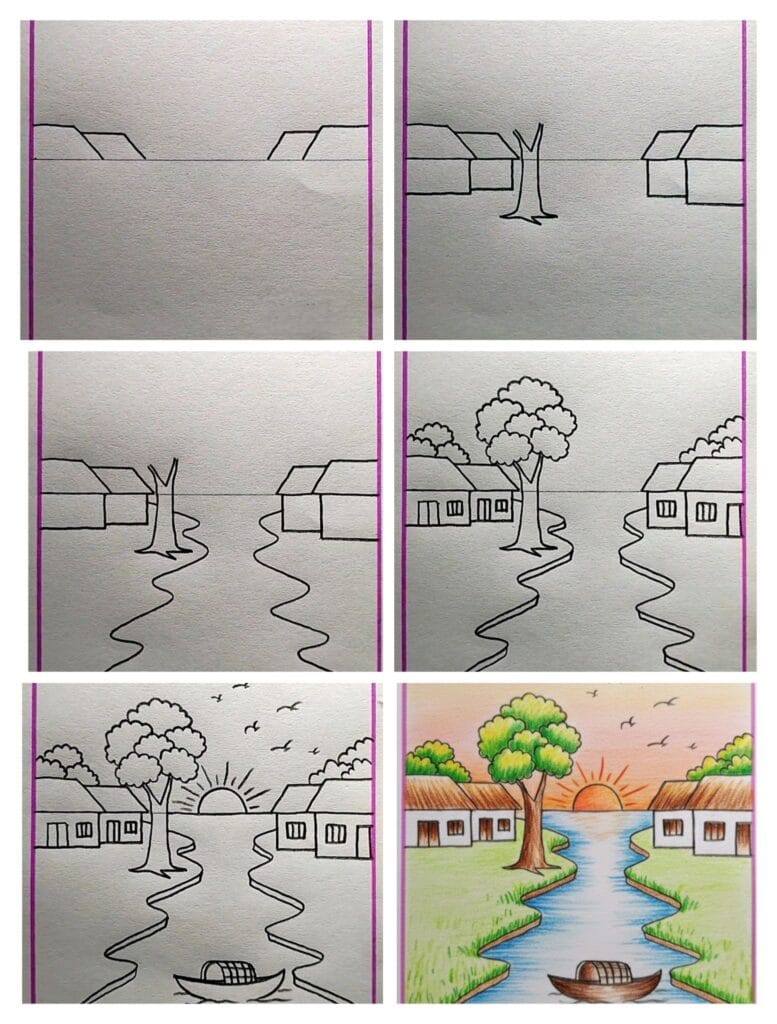 Easy Scenery Drawing Step by Step