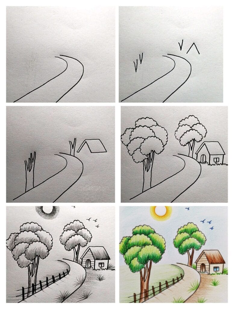 Easy Scenery Drawing Step by Step